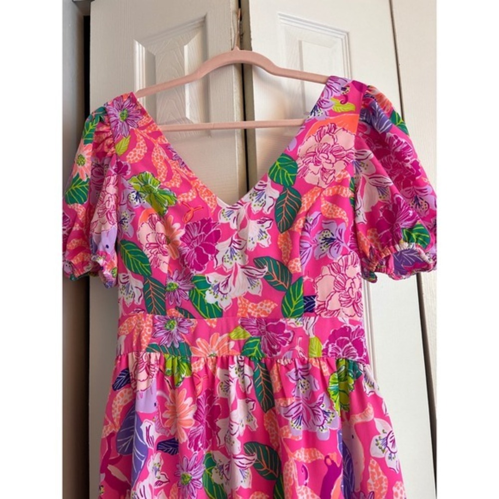Lilly Pulitzer Grace Midi Dress Pink Isle Best of Friends Tie Back Sz 6 $258 - Picture 9 of 10